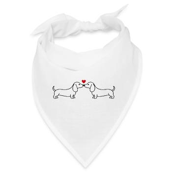 Verliebte Dackel und rotes Herz – ein paar Hunde - Bandana - Weiß - Vorne