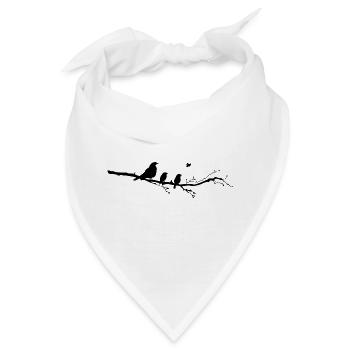 Raben Familie Ast - Bandana - Weiß - Vorne