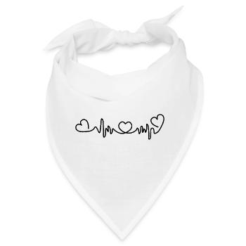Herzfrequenz mit drei Herzen - Bandana - Weiß - Vorne