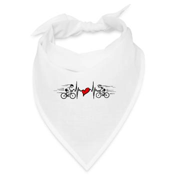 Zwei Radfahrer mit Herzschlag - Bandana - Weiß - Vorne