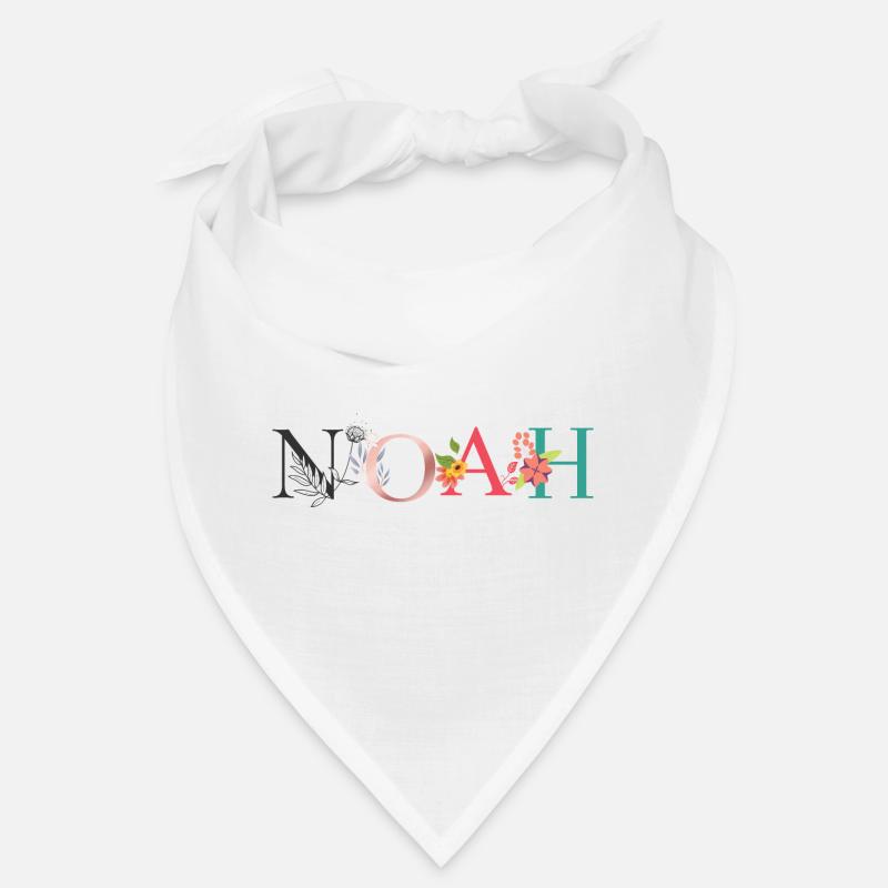 Art du nom NOAH avec des fleurs brodées Bandana