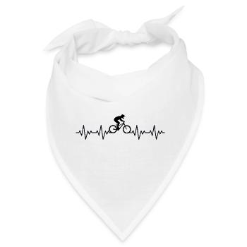 Fahrrad MTB Downhill EKG Herzschlag Herzfrequenz - Bandana - Weiß - Vorne