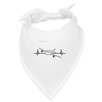 Flugzeug mit Herzschlag Flugzeuge Liebe  - Bandana - Weiß - Vorne