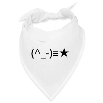 Zwinkerndes Emote (^_-)≡★ Augenzwinkern - Bandana - Weiß - Vorne