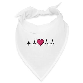 Herzschlag EKG  - Bandana - Weiß - Vorne