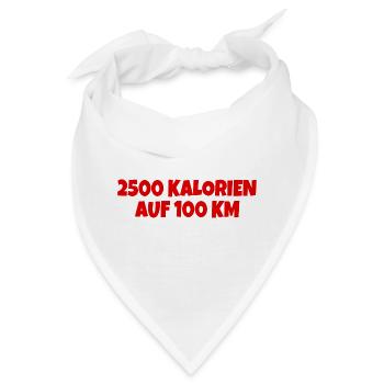 2500 Kalorien auf 100 km Fahrrad Anhänger Sticker - Bandana - Weiß - Vorne