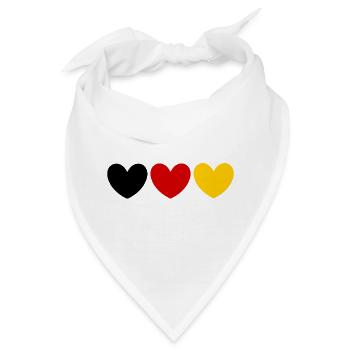 Deutschland Farben Herz Fanshirt - Bandana - Weiß - Vorne
