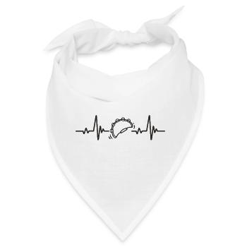 Tamburin, Rhythmus, Schlaginstrument, Musik, Herz, - Bandana - Weiß - Vorne