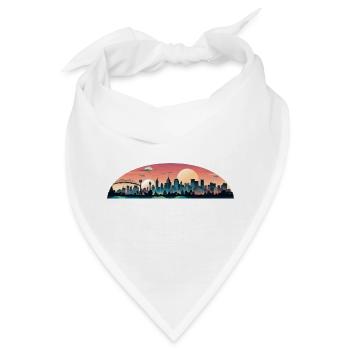 Sonnenuntergangsstadt Panorama - Bandana - Weiß - Vorne