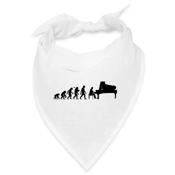 Retro Klavierspieler Evolution Pianist mit Piano - Bandana - Weiß - Vorne