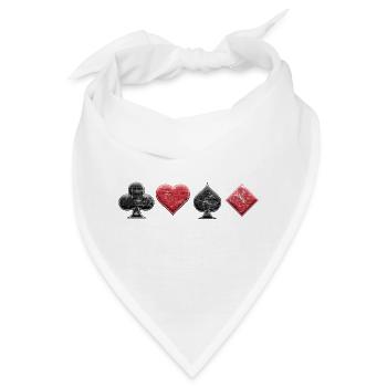 Kreuz Herz Pik Karo Quer Poker, Skat & Blackjack - Bandana - Weiß - Vorne