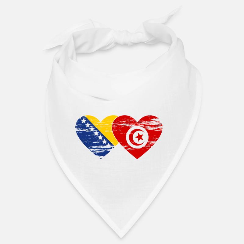 Bosnie Tunisie drapeau coeur utilisé Bandana