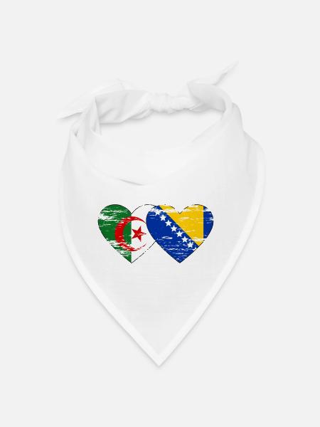 Algérie Bosnie drapeau coeur utilisé - Bandana - blanc