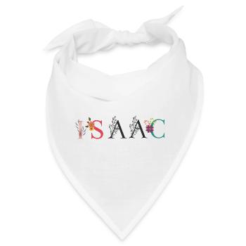 ISAAC Namenskunst mit gestickten Blumen - Bandana - Weiß - Vorne