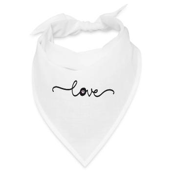 Love Schriftzug mit Pfote – Edles Hunde Design - Bandana - Weiß - Vorne