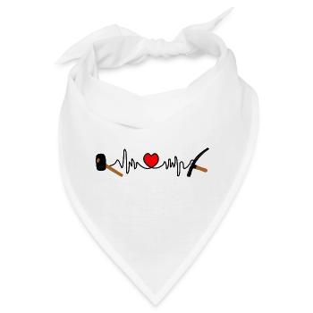 Pflaster-Cardio-Hartschlag mit rotem Herzen, - Bandana - Weiß - Vorne