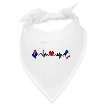 Cardio-Herz mit Flagge Australien und Flagge Frankreich - Bandana - Weiß - Vorne