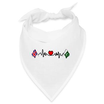 Cardioherz mit Flagge England und Flagge Pakistan - Bandana - Weiß - Vorne