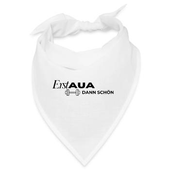 Erst AUA dann schön Hantel weiß - Bandana - Weiß - Vorne