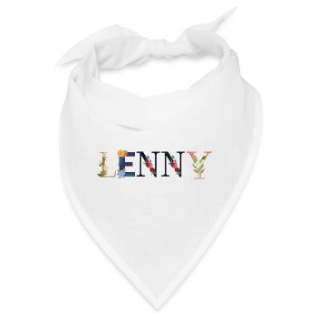LENNY Name mit Blumen geschmückt - Bandana - Weiß - Vorne