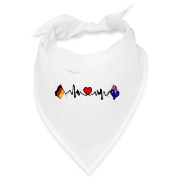 Cardioherz mit Flagge Deutschland und Flagge Australien - Bandana - Weiß - Vorne