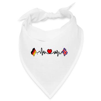 Cardioherz mit Flagge Deutschland und Flagge England - Bandana - Weiß - Vorne