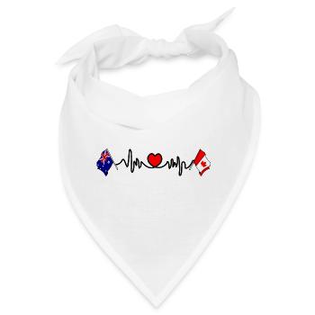 Cardio-Herz mit Flagge Australien und Flagge Kanada - Bandana - Weiß - Vorne