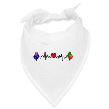Cardio-Herz mit Flagge Australien und Flagge Portugal - Bandana - Weiß - Vorne