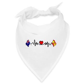 Cardio-Herz mit Flagge Australien und Flagge Spanien - Bandana - Weiß - Vorne