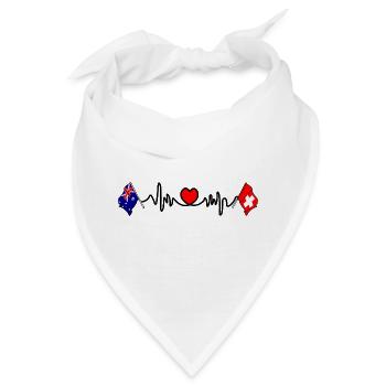 Cardioherz mit Flagge Australien Flagge Schweiz - Bandana - Weiß - Vorne