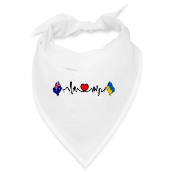 Cardio-Herz mit Flagge Australien und Flagge Ukraine - Bandana - Weiß - Vorne
