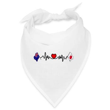 Cardio-Herz mit Flagge Australien und Flagge Japan - Bandana - Weiß - Vorne