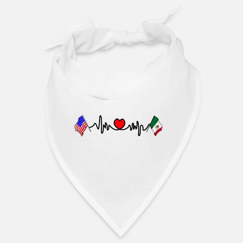 Cardio coeur avec drapeau des États-Unis et drapeau du Mexique Bandana