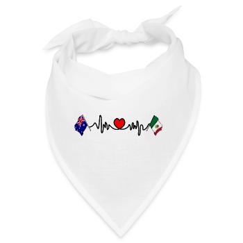 Cardio Heart mit Flagge Australien und Flagge Mexiko - Bandana - Weiß - Vorne