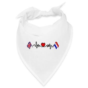 Cardioherz mit Flagge England und Flagge Niederlande - Bandana - Weiß - Vorne