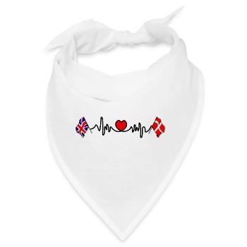 Cardio-Herz Flagge England, Flagge Dänemark - Bandana - Weiß - Vorne