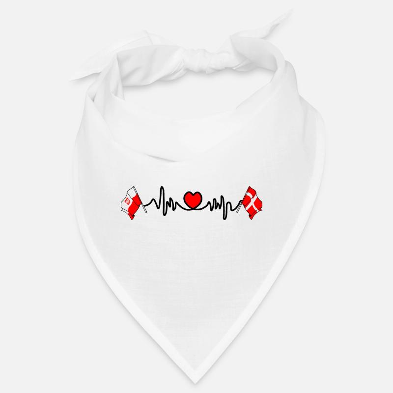 Cardio heart Drapeau Pologne, drapeau Danemark Bandana
