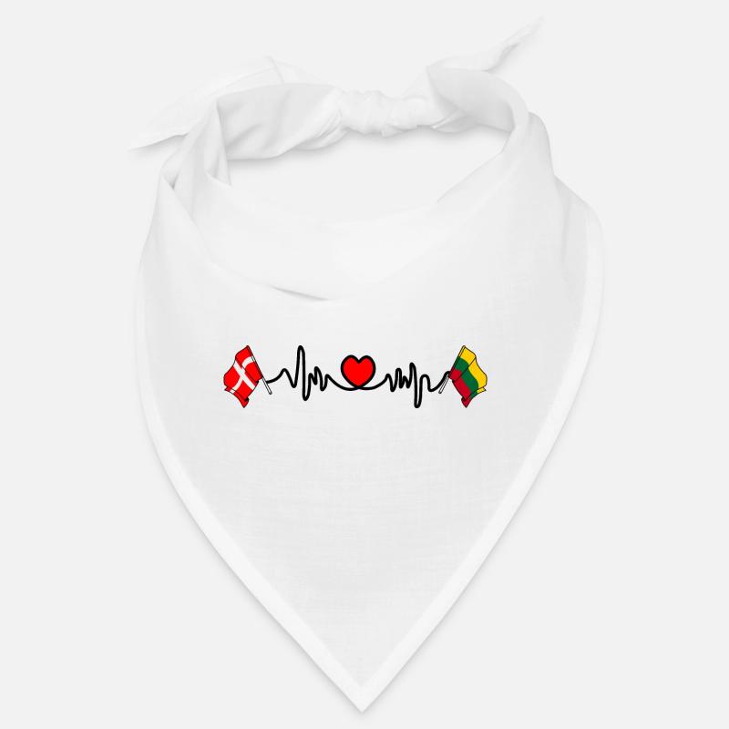 Cardio heart Drapeau Danemark, drapeau Lituanie Bandana