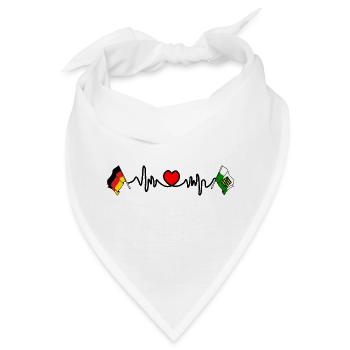 Cardio-Herz mit Flagge Deutschland und Flagge Sachsen - Bandana - Weiß - Vorne