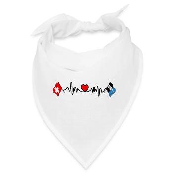 Cardio Herz Flagge Schweiz und Flagge Aargau - Bandana - Weiß - Vorne