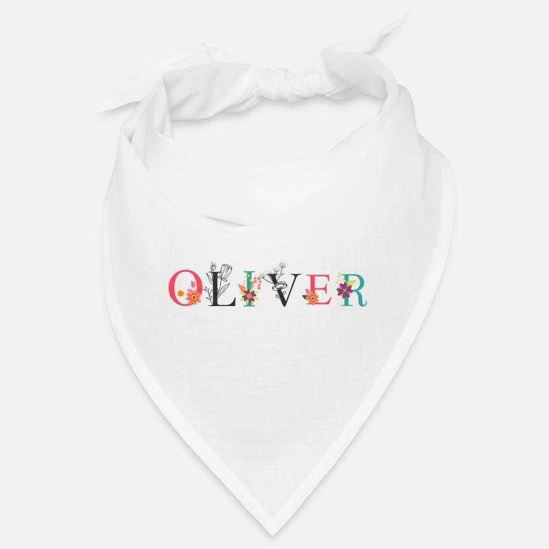 OLIVER Name Art avec des fleurs brodées Bandana