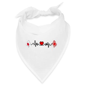 Herzfrequenz mit Japan & aufgehender Sonne - Bandana - Weiß - Vorne