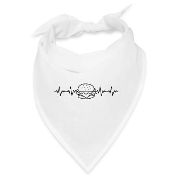 Hamburger Burger EKG Herzschlag Herzfrequenz - Bandana - Weiß - Vorne
