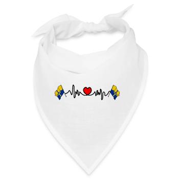 Durham-Flagge mit Herzschlag - Bandana - Weiß - Vorne