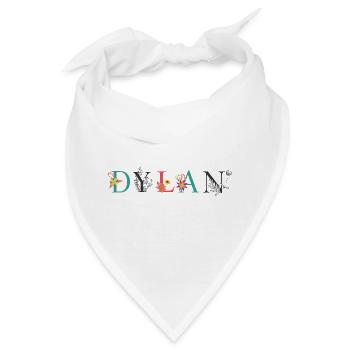 DYLAN Namenskunst mit Blumen bestickt - Bandana - Weiß - Vorne