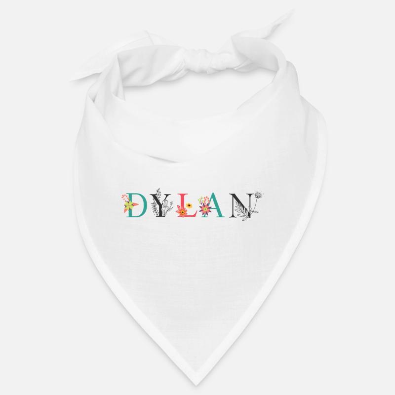 Art du nom DYLAN avec des fleurs brodées Bandana