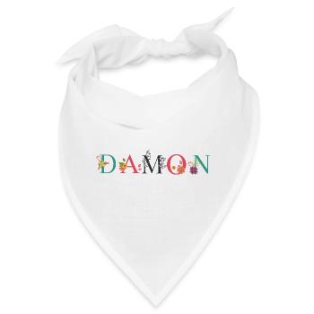 DAMON Namenskunst mit gestickten Blumen - Bandana - Weiß - Vorne