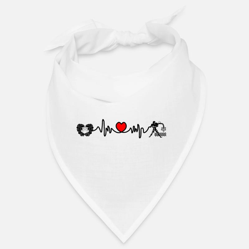 Fréquence cardiaque cardio Gémeaux Verseau - Bandana - blanc