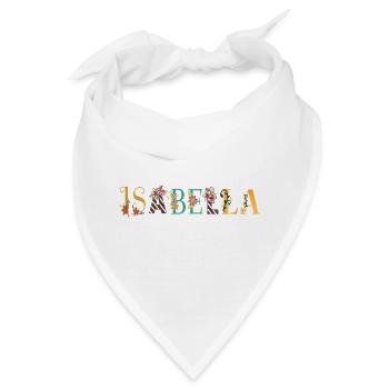 ISABELLA Namenskunst mit Blumen bestickt - Bandana - Weiß - Vorne