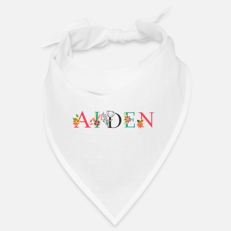 Art du nom AIDEN avec des fleurs brodées Bandana